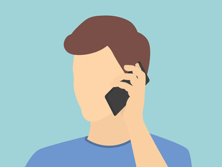 young man talking on the mobile phone  - vector illustration