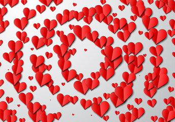 Paper hearts background for Valentine's Day greeting card design.