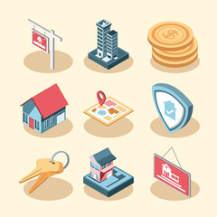 real estate icons set
