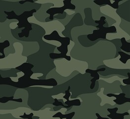 Dark camo pattern, army vector background, seamless illustration.