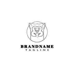 cute dog logo cartoon icon design black isolated vector illustration