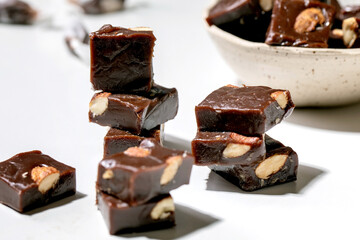 Homemade sweet gifts toffee chocolate candy with nuts