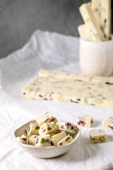 Homemade sweet gifts white chocolate pistachios candy