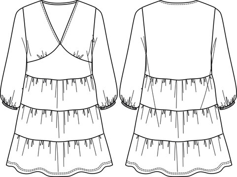 drawing ruffles on dresses