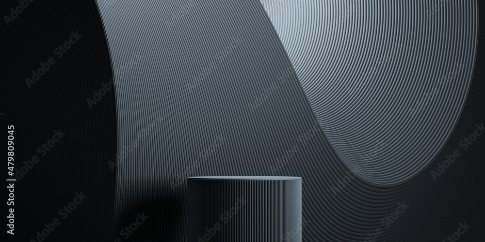 Wall mural abstract products background with black podium concept for branding presentation branding. 3d render - Wall murals