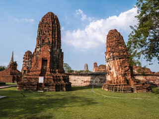 Wat Mahathat (Temple of the Great Relic), ancient old pagoda or stupas in Ayutthaya, Thailand.
