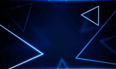 Abstract Light out technology and with neon triangles. Hitech communication concept innovation background,  vector design