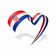 Croatian flag heart shaped ribbon. Vector illustration.