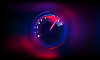 Naklejka na ściany i meble Speedometer speed car auto dashboard design. Speed meter abstract technology and Download progress bar or round indicator of web speed vector design