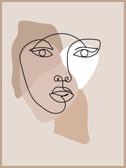 One line drawing of agirl fnd frt abstract vector.