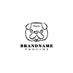 cute dog logo cartoon icon design black isolated vector illustration