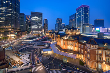 Tokyo Station at night, Chiyoda, Tokyo, Japan