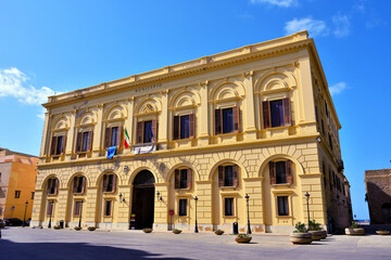 Fototapeta na wymiar d'alì palace Built in 1904, the Palace is now the seat of the Town Hall Trapani Italy