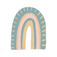 Vector Baby Pastel Rainbow. Cute Nursery Doodle Illustration. Hand Drawn Design Element for Scandinavian Wallpaper and Kids Print.