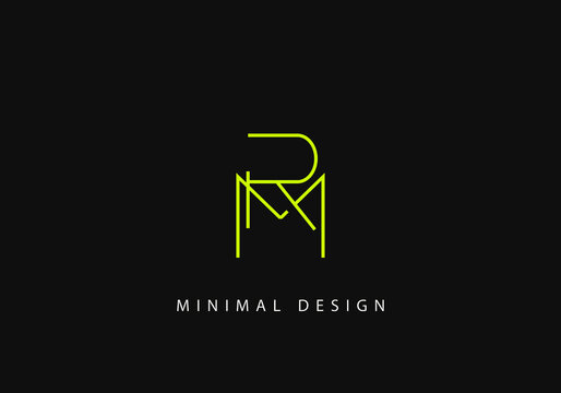 Alphabet letter RM logo design art line