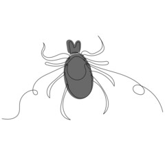 tick drawing by one continuous line, isolated, vector