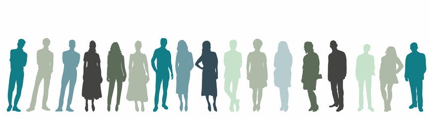 crowd of people silhouette, isolated