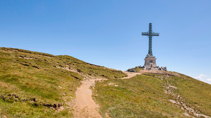 Metal cross on the mountain