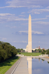 Obraz premium Title: Washington DC monuments including the Capitol and Washington Monument as seen between columns of Lincoln Memorial