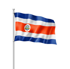 Costa Rican flag isolated on white