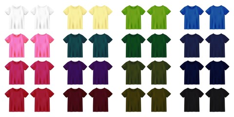 Unisex colored t shirt mock up. T-shirt design template. - obrazy, fototapety, plakaty
