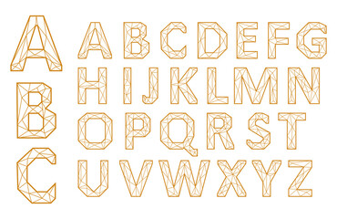 Alphabet Set. Gold letters tags on white background