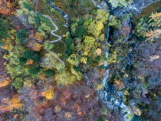 Fontanon di Goriuda from above. Autumn of emotion. Friuli
