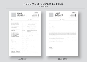 Resume and Cover Letter, Minimalist resume cv template, Cv professional jobs resume