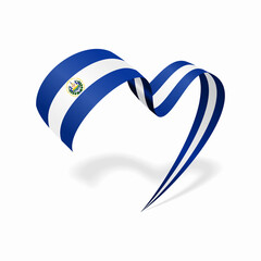 El Salvadoran flag heart shaped ribbon. Vector illustration. - obrazy, fototapety, plakaty