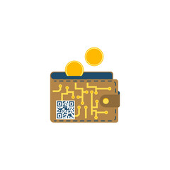 Digital Wallet. Digital Wallet Concept Flat Icon Isolated on White Background
