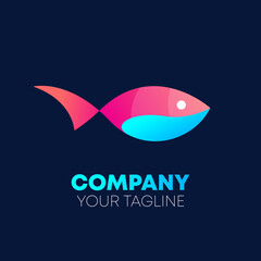 Gradient Fish Colorful Logo Design 