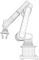 Industrial wire-frame Robot Hand. Technical Vector rendering of 3d - 479817460