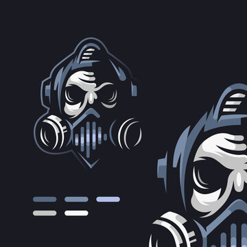 Skull Gas Mask Gaming Mascot Logo Design