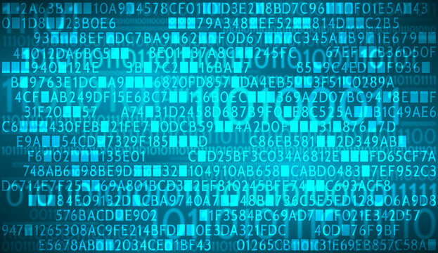 Fond de Code Hexad&eacute;cimal et Code Binaire Bleu