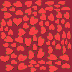 red hearts background, concept Valentine’s Day, vector 