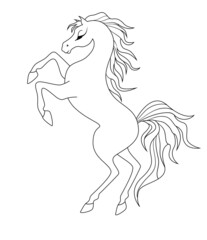 Outline sketch horse silhouette for coloring book page isolated icon. Vector illustration.