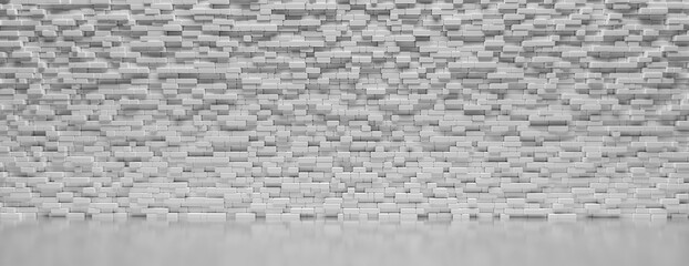 Stone wall background. light grey color blocks, minimal design material. 3d illustration