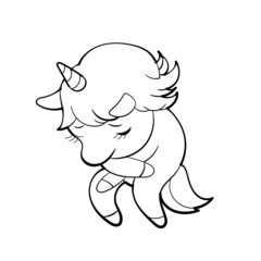 Cute Unicorn vector Sticker design. Pony Cartoon Character. Kawaii Unicorn emoji design.