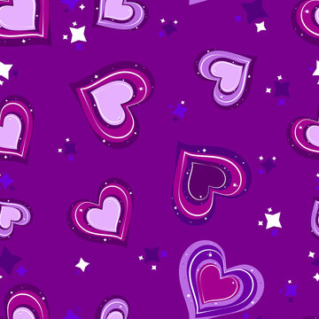 Seamless repeating pattern of hearts of different sizes