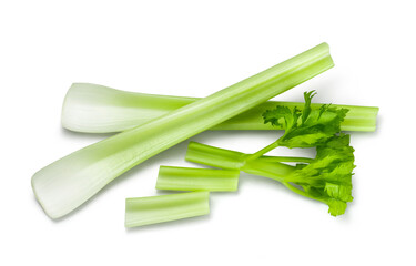 Fresh celery isolated on white background. Cooking ingredients.