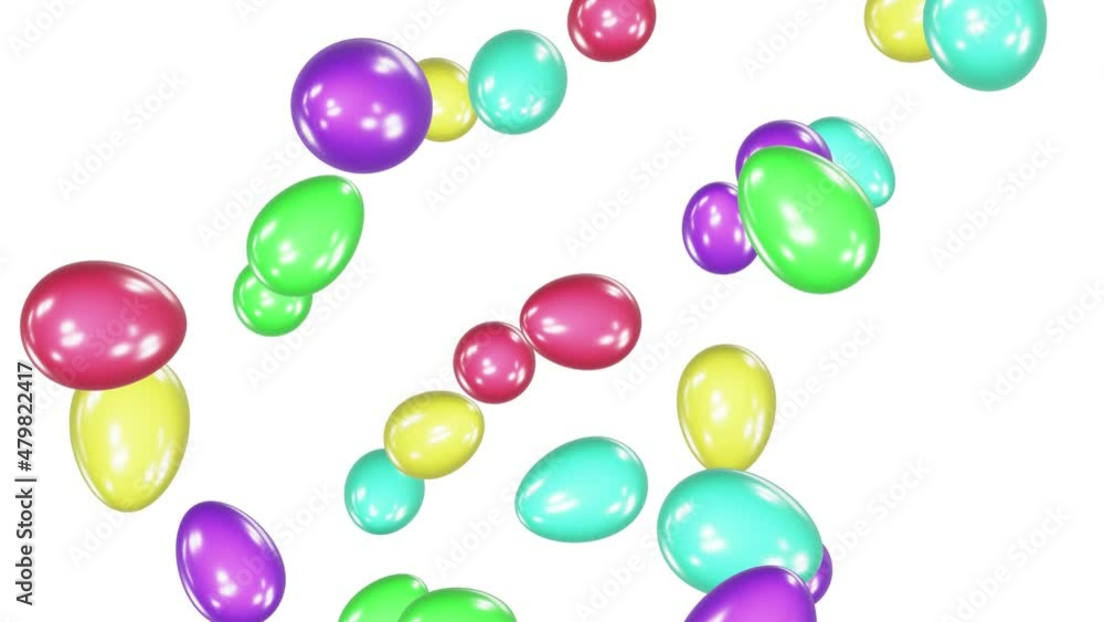 Aufkleber realistic looping 3d animation of the colorful easter eggs falling from the top rendered in uhd with