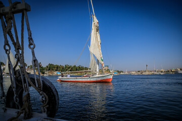 Segelboot, Feluke auf dem Nil in Ägypten
