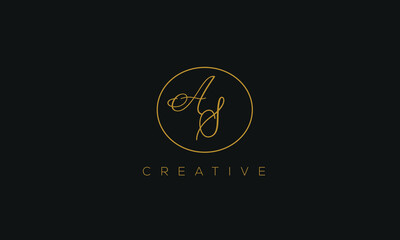 AS is a stylish logo with a creative design and golden color with blackish background.