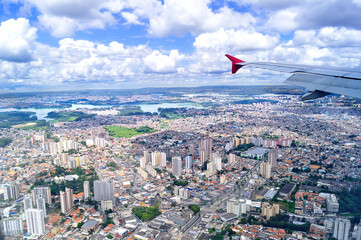 São Paulo aerial view from inside airplane