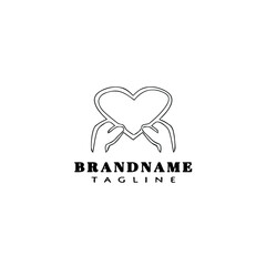 hand and heart logo cartoon design icon illustration