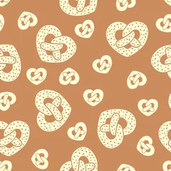 Gordijnen Vector illustrations of pretzels pattern seamless © agrino