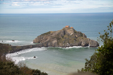 Gaztelugatxe hermitage in sunny day