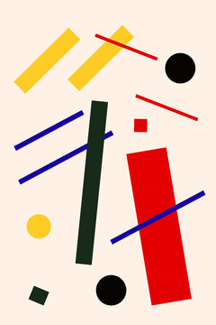 Retro painting in suprematism style