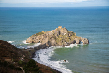 Gaztelugatxe hermitage in sunny day