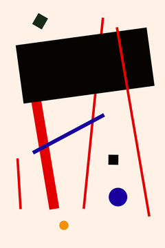 Suprematism composition, retro painting in suprematism style